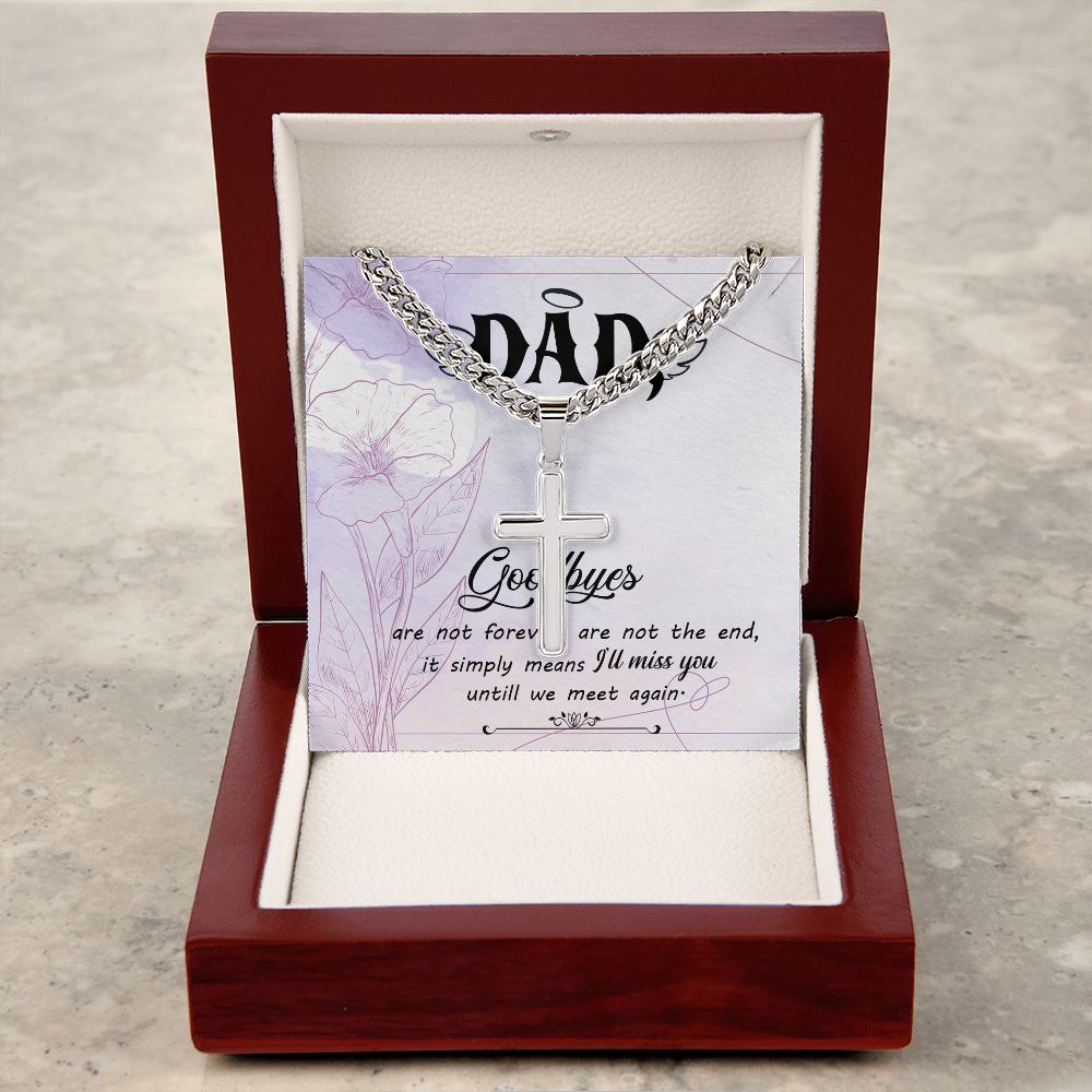 Goodbye aren_t forever Dad Cross Necklace, Father Necklace Father's Day Gift, Christian Gift For Dad, Father Son Cross Necklace - Serbachi