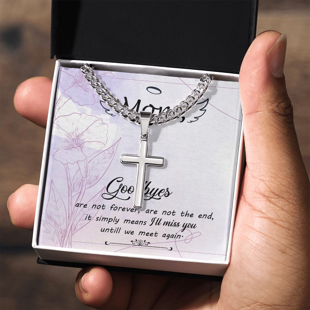 Goodbye aren_t forever Dad Cross Necklace, Father Necklace Father's Day Gift, Christian Gift For Dad, Father Son Cross Necklace - Serbachi