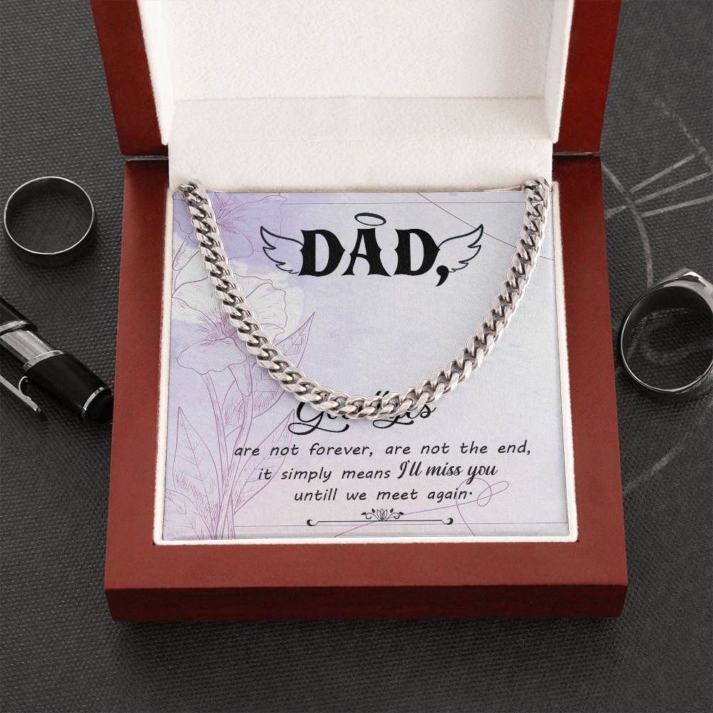 Goodbye aren_t forever Dad Cuban Chain Necklace, Father Necklace Father's Day Gift, Christian Gift For Dad, Father Son Necklace - Serbachi