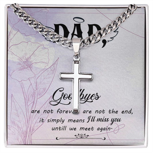 Goodbye aren_t forever Personalized Dad Cross Necklace, Father Necklace Father's Day Gift, Christian Gift For Dad, Father Son Necklace - Serbachi