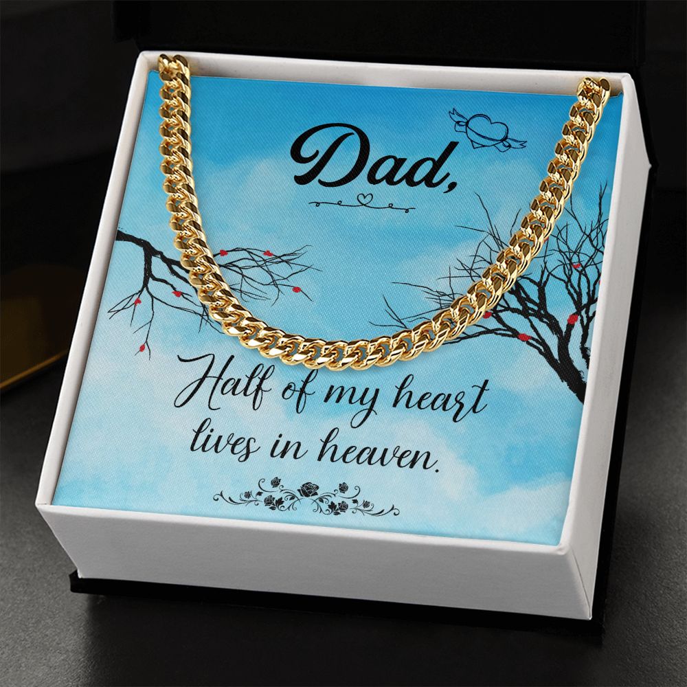 Half of my heart Dad Cuban Chain Necklace, Father Necklace Father's Day Gift, Christian Gift For Dad, Father Son Necklace - Serbachi