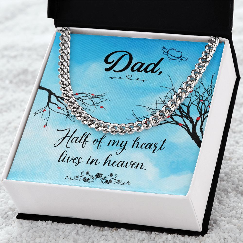 Half of my heart Dad Cuban Chain Necklace, Father Necklace Father's Day Gift, Christian Gift For Dad, Father Son Necklace - Serbachi