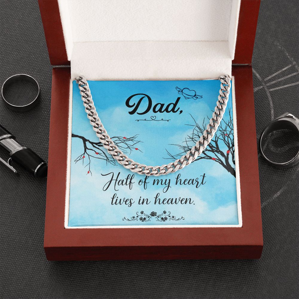 Half of my heart Dad Cuban Chain Necklace, Father Necklace Father's Day Gift, Christian Gift For Dad, Father Son Necklace - Serbachi