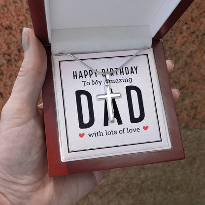 Happy birthday to my amazing Dad Cross Necklace, Father Cross Necklace Father's Day Gift, Christian Gift For Dad, Father Son Cross Necklace - Serbachi