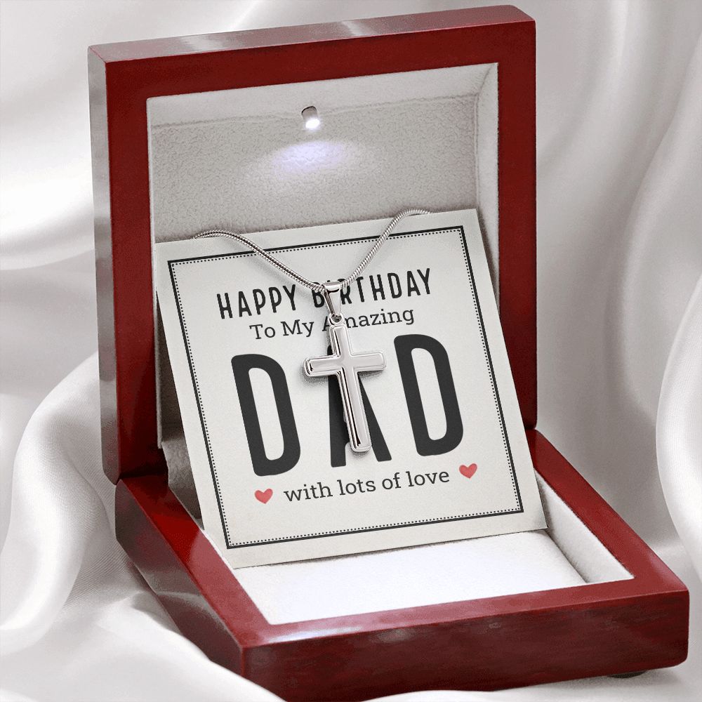 Happy birthday to my amazing Dad Cross Necklace, Father Cross Necklace Father's Day Gift, Christian Gift For Dad, Father Son Cross Necklace - Serbachi