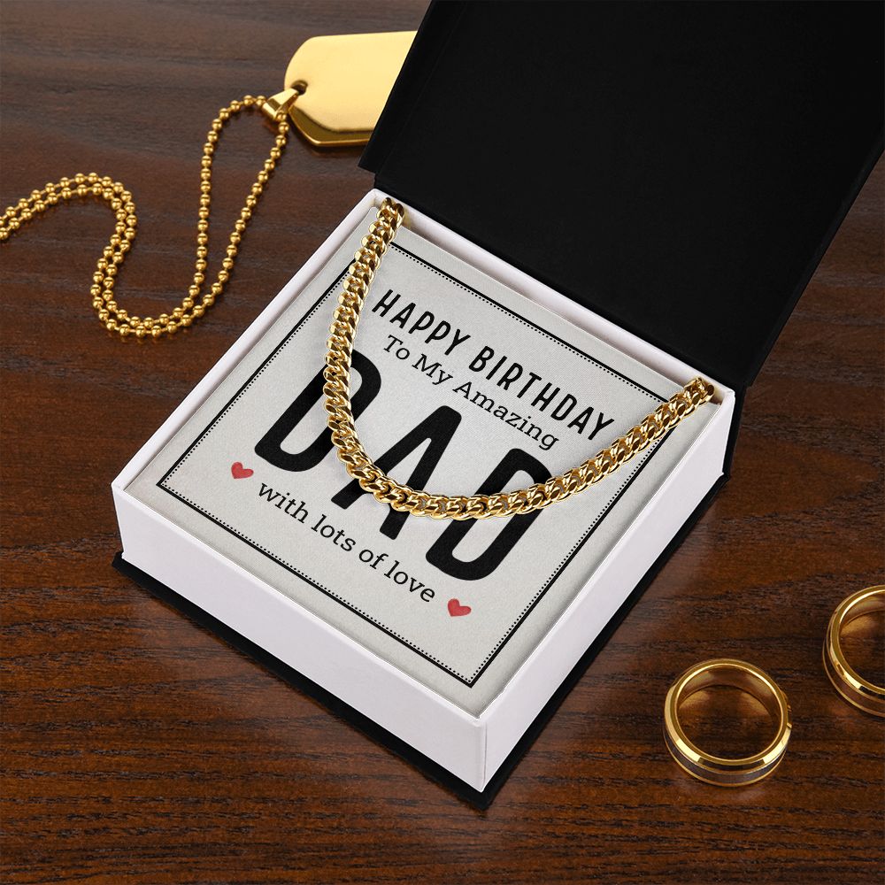 Happy birthday to my amazing Dad Cuban Chain Necklace, Father Necklace Father's Day Gift, Christian Gift For Dad, Father Son Necklace - Serbachi