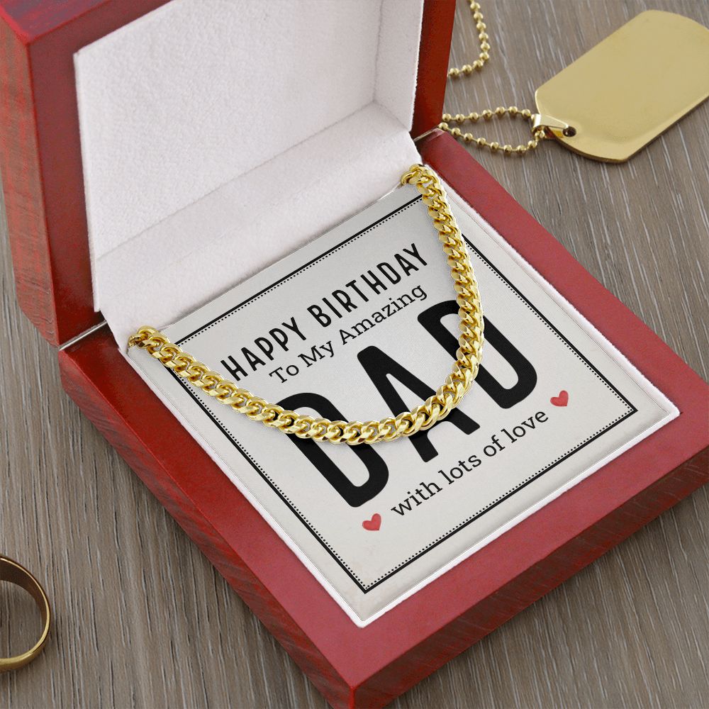 Happy birthday to my amazing Dad Cuban Chain Necklace, Father Necklace Father's Day Gift, Christian Gift For Dad, Father Son Necklace - Serbachi