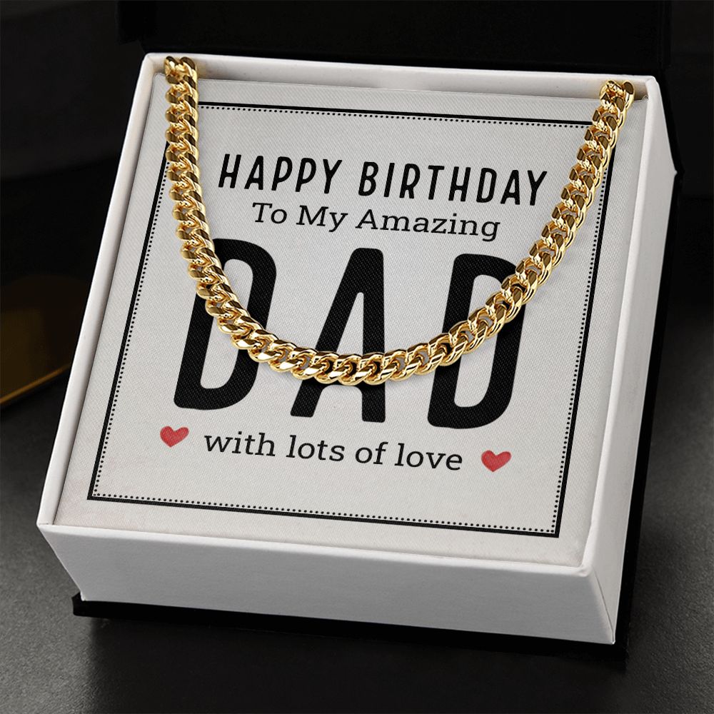 Happy birthday to my amazing Dad Cuban Chain Necklace, Father Necklace Father's Day Gift, Christian Gift For Dad, Father Son Necklace - Serbachi