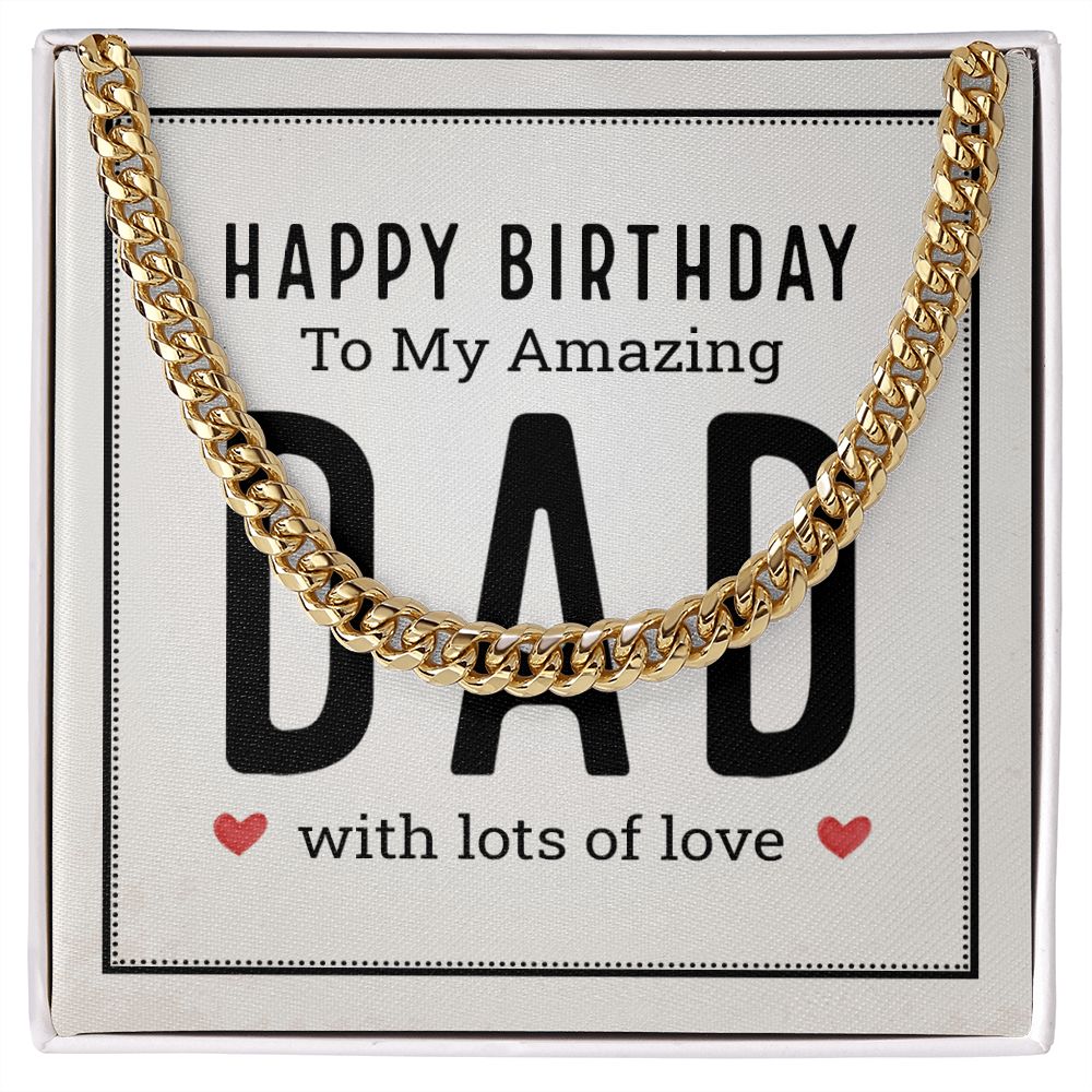 Happy birthday to my amazing Dad Cuban Chain Necklace, Father Necklace Father's Day Gift, Christian Gift For Dad, Father Son Necklace - Serbachi