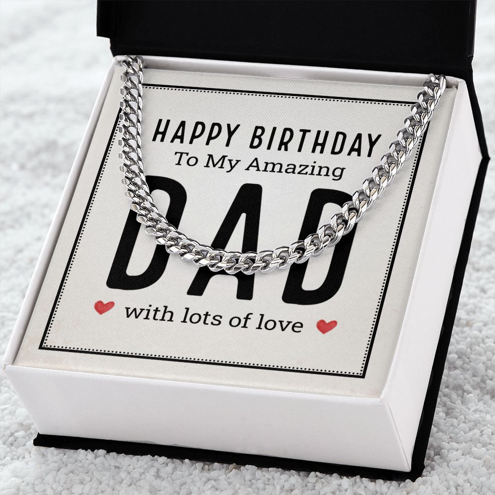 Happy birthday to my amazing Dad Cuban Chain Necklace, Father Necklace Father's Day Gift, Christian Gift For Dad, Father Son Necklace - Serbachi