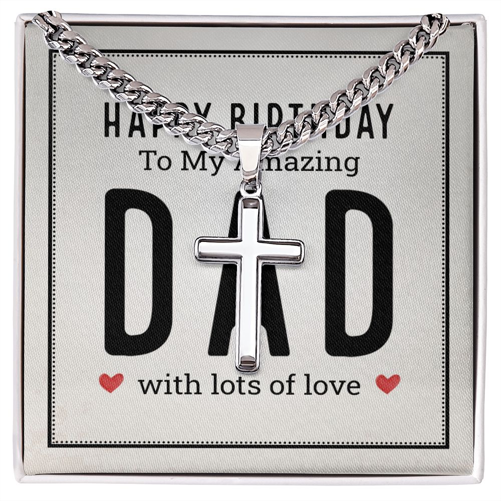 Happy birthday to my amazing Personalized Dad Cross Necklace, Father Necklace Father's Day Gift, Christian Gift For Dad, Father Son Necklace - Serbachi