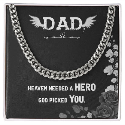 Heaven needed a hero Dad Cuban Chain Necklace, Father Necklace Father's Day Gift, Christian Gift For Dad, Father Son Necklace - Serbachi