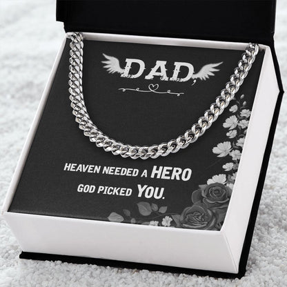 Heaven needed a hero Dad Cuban Chain Necklace, Father Necklace Father's Day Gift, Christian Gift For Dad, Father Son Necklace - Serbachi