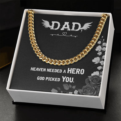 Heaven needed a hero Dad Cuban Chain Necklace, Father Necklace Father's Day Gift, Christian Gift For Dad, Father Son Necklace - Serbachi