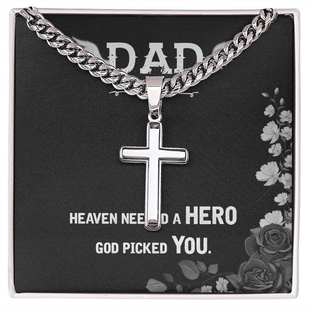 Heaven needed a hero Personalized Dad Cross Necklace, Father Necklace Father's Day Gift, Christian Gift For Dad, Father Son Necklace - Serbachi