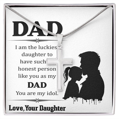 I am the luckiest Dad Cross Necklace, Father Cross Necklace Father's Day Gift, Christian Gift For Dad, Father Son Cross Necklace - Serbachi