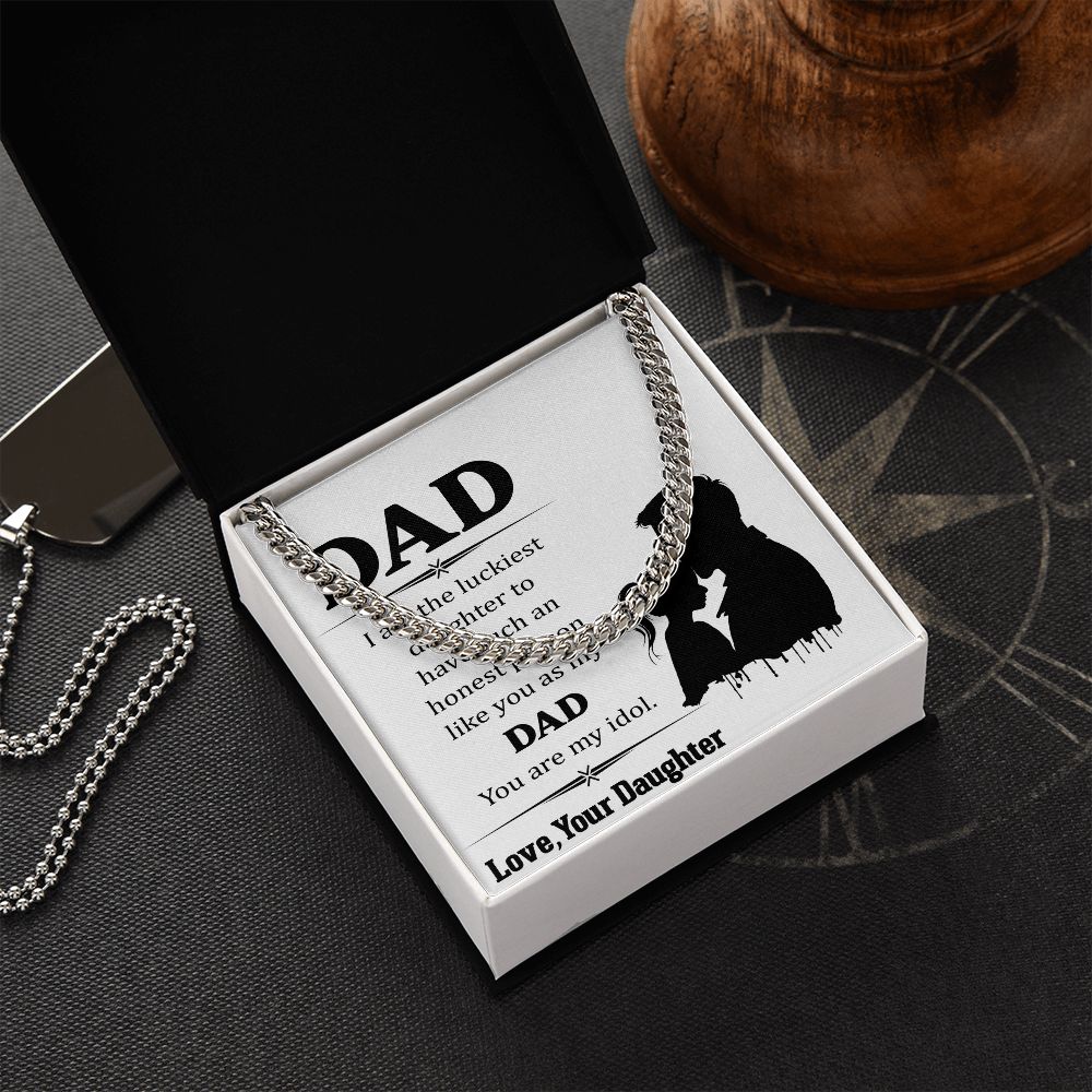 I am the luckiest Dad Cuban Chain Necklace, Father Necklace Father's Day Gift, Christian Gift For Dad, Father Son Necklace - Serbachi