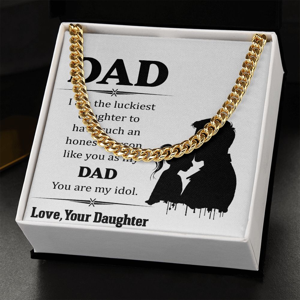 I am the luckiest Dad Cuban Chain Necklace, Father Necklace Father's Day Gift, Christian Gift For Dad, Father Son Necklace - Serbachi