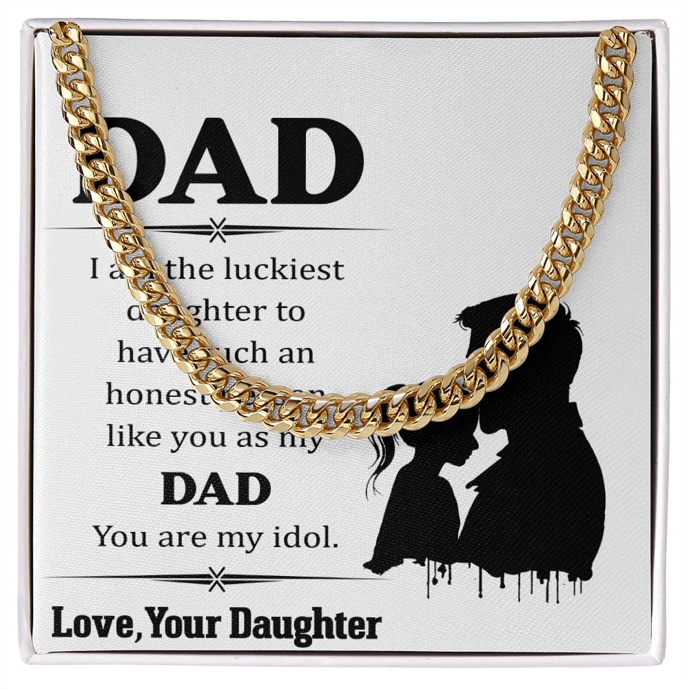 I am the luckiest Dad Cuban Chain Necklace, Father Necklace Father's Day Gift, Christian Gift For Dad, Father Son Necklace - Serbachi