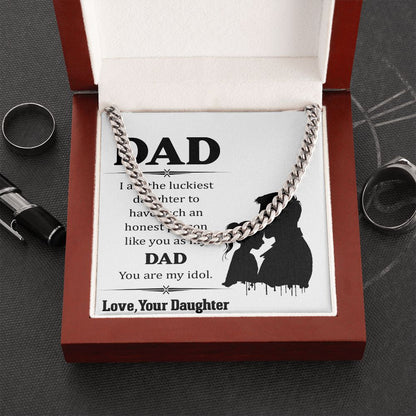 I am the luckiest Dad Cuban Chain Necklace, Father Necklace Father's Day Gift, Christian Gift For Dad, Father Son Necklace - Serbachi