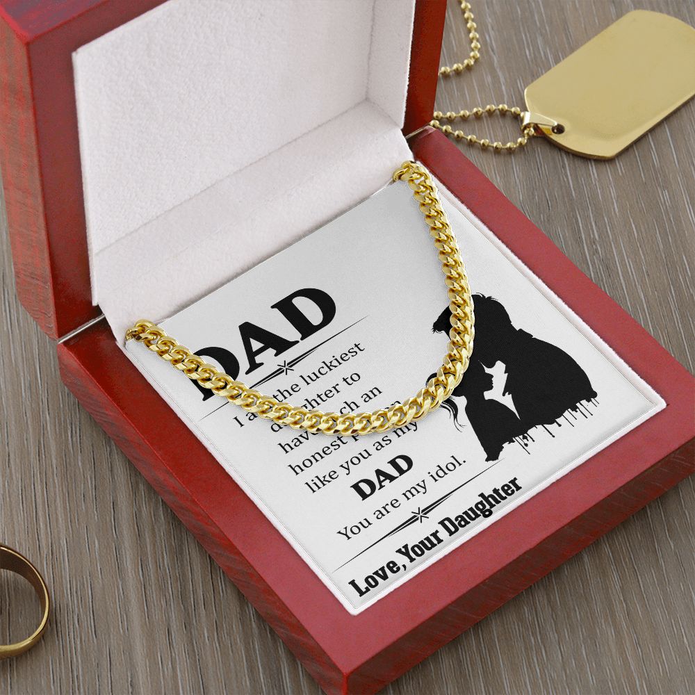 I am the luckiest Dad Cuban Chain Necklace, Father Necklace Father's Day Gift, Christian Gift For Dad, Father Son Necklace - Serbachi