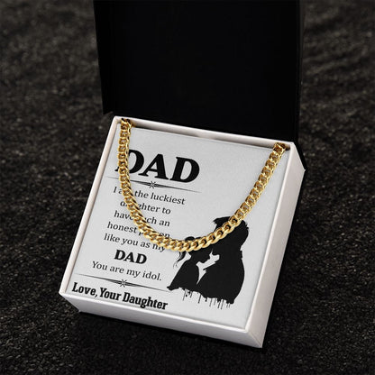 I am the luckiest Dad Cuban Chain Necklace, Father Necklace Father's Day Gift, Christian Gift For Dad, Father Son Necklace - Serbachi