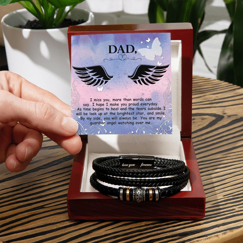 I miss you more than Dad Bracelet, Father Bracelet Father's Day Gift, Christian Gift For Dad, Father Son Leather Bracelet - Serbachi