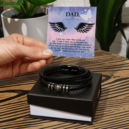 I miss you more than Dad Bracelet, Father Bracelet Father's Day Gift, Christian Gift For Dad, Father Son Leather Bracelet - Serbachi