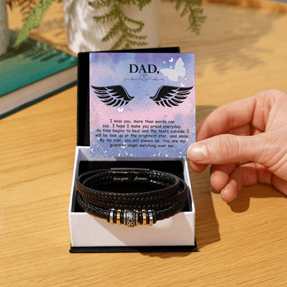 I miss you more than Dad Bracelet, Father Bracelet Father's Day Gift, Christian Gift For Dad, Father Son Leather Bracelet - Serbachi