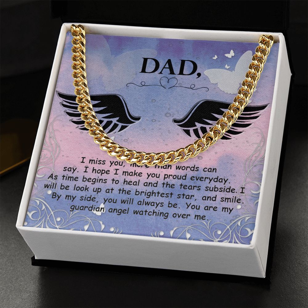 I miss you more than Dad Cuban Chain Necklace, Father Necklace Father's Day Gift, Christian Gift For Dad, Father Son Necklace - Serbachi