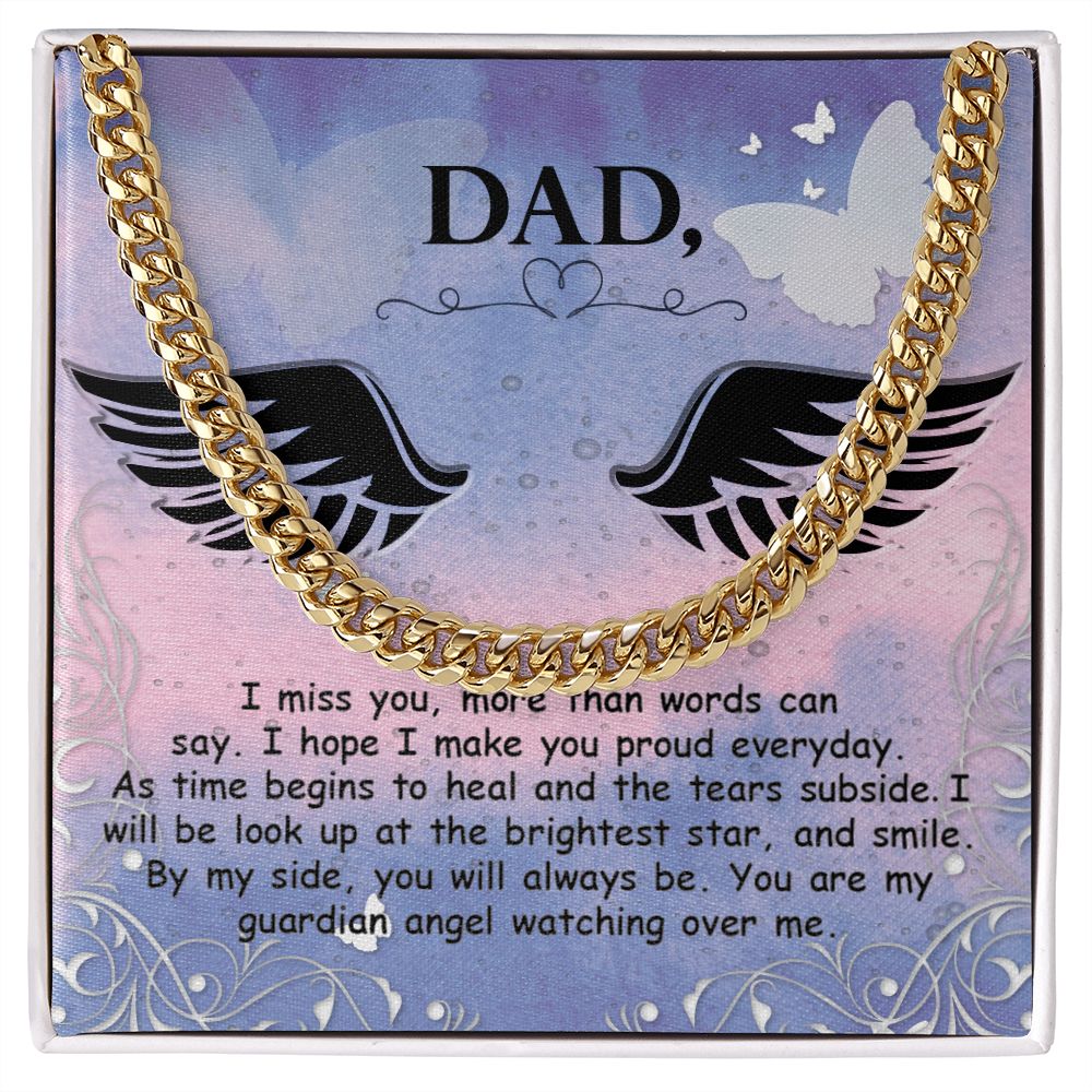 I miss you more than Dad Cuban Chain Necklace, Father Necklace Father's Day Gift, Christian Gift For Dad, Father Son Necklace - Serbachi