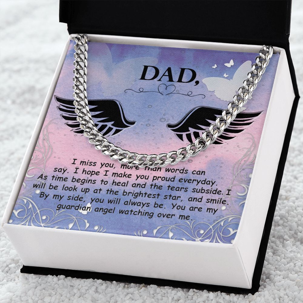 I miss you more than Dad Cuban Chain Necklace, Father Necklace Father's Day Gift, Christian Gift For Dad, Father Son Necklace - Serbachi