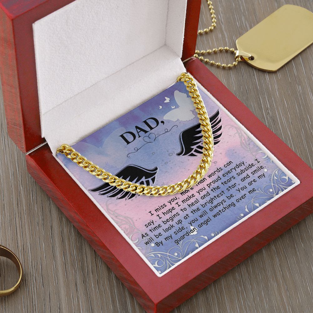 I miss you more than Dad Cuban Chain Necklace, Father Necklace Father's Day Gift, Christian Gift For Dad, Father Son Necklace - Serbachi