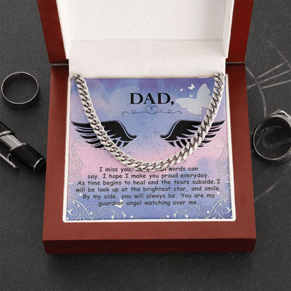 I miss you more than Dad Cuban Chain Necklace, Father Necklace Father's Day Gift, Christian Gift For Dad, Father Son Necklace - Serbachi