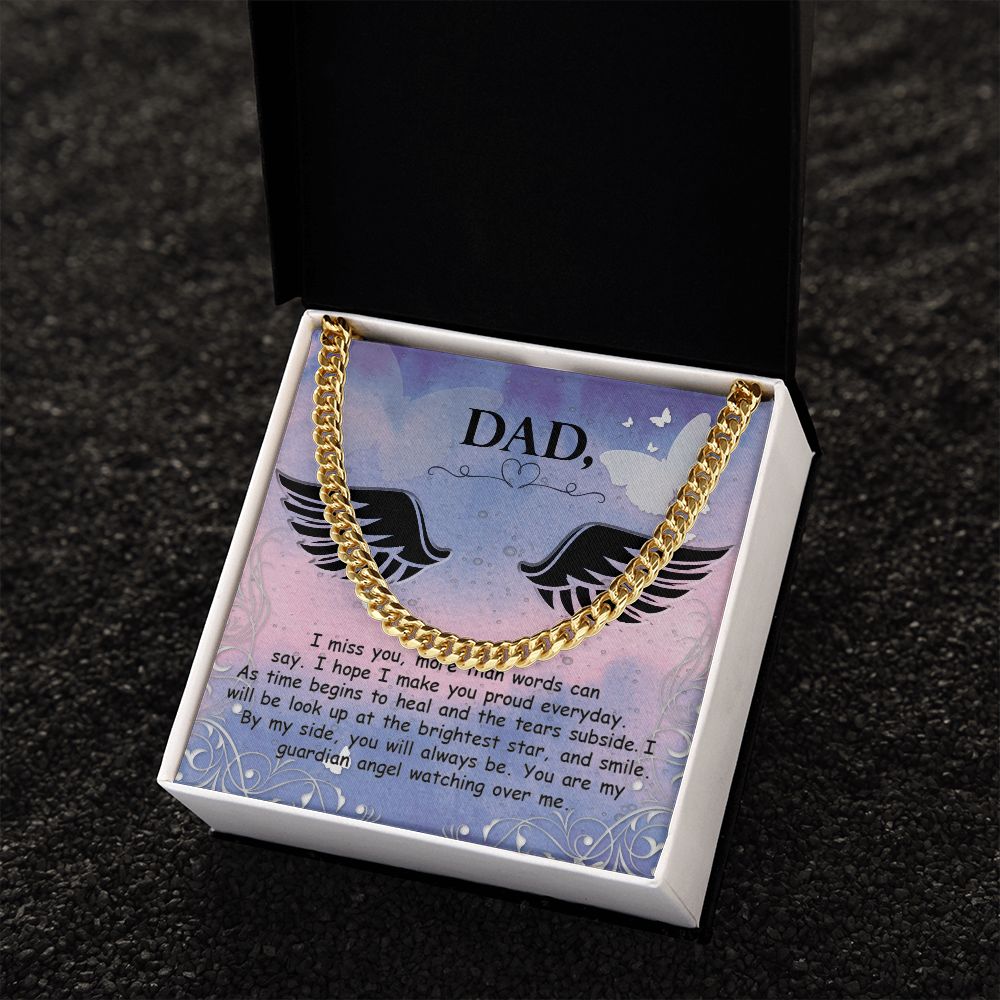 I miss you more than Dad Cuban Chain Necklace, Father Necklace Father's Day Gift, Christian Gift For Dad, Father Son Necklace - Serbachi