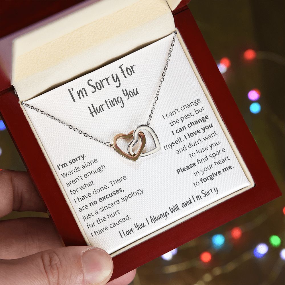 I'm Sorry - Words alone aren't enough - Interlocking Hearts Necklace - Serbachi