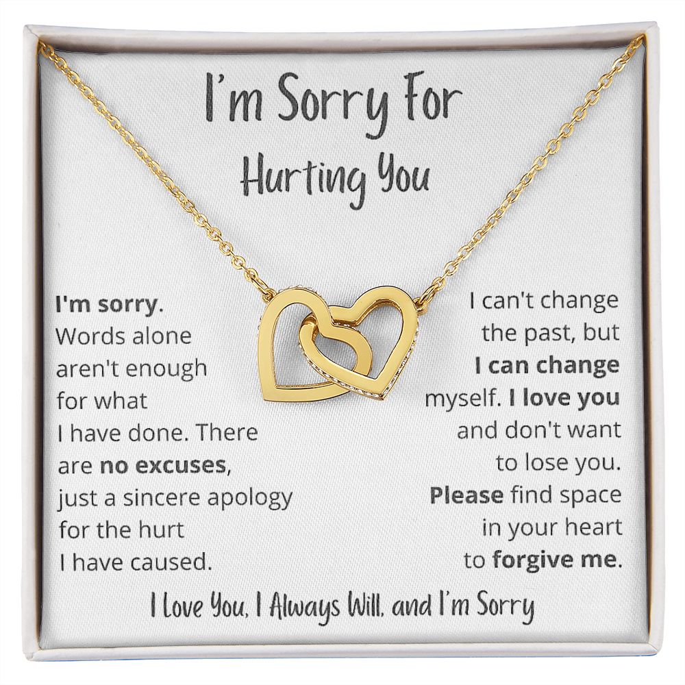 I'm Sorry - Words alone aren't enough - Interlocking Hearts Necklace - Serbachi