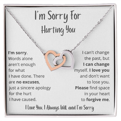 I'm Sorry - Words alone aren't enough - Interlocking Hearts Necklace - Serbachi