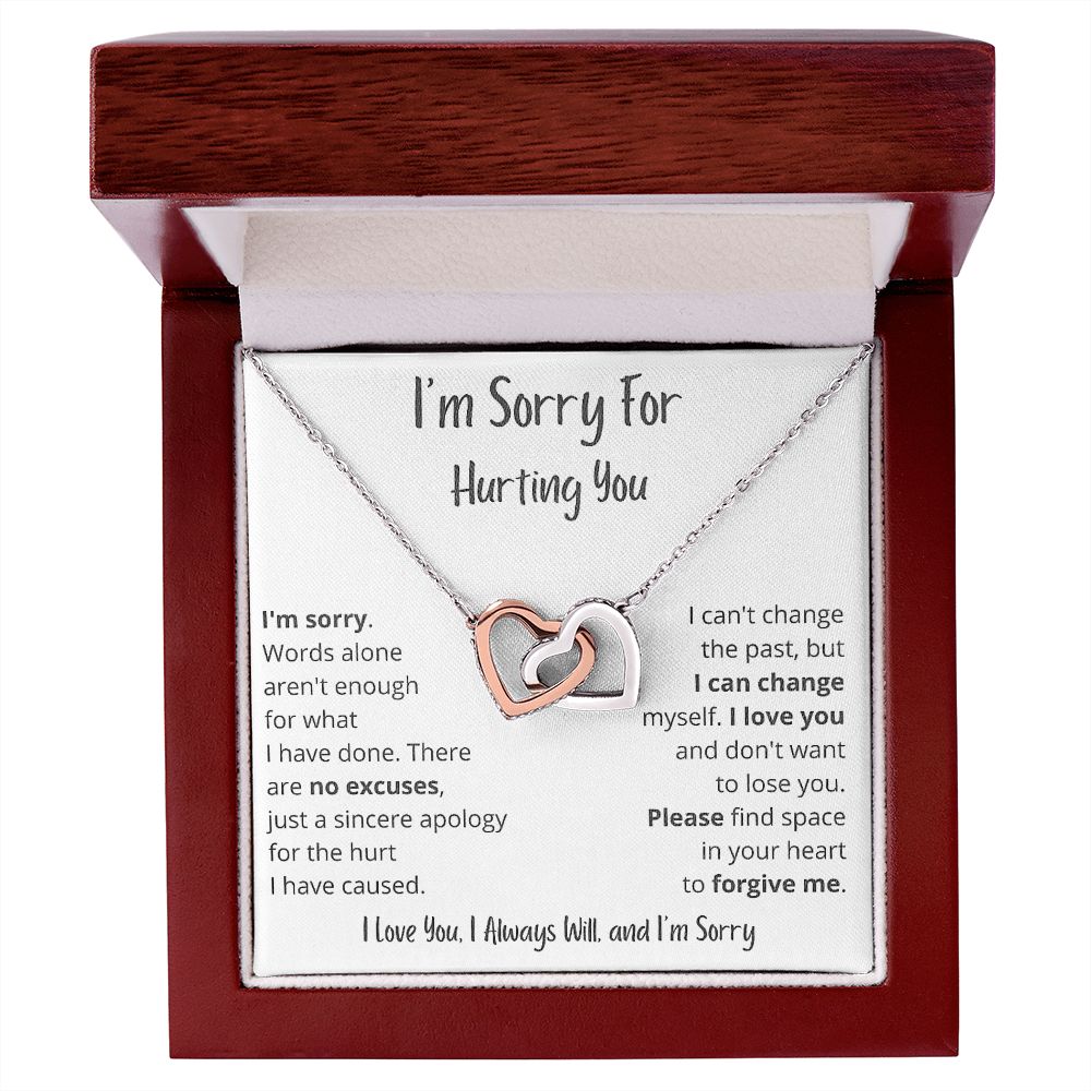 I'm Sorry - Words alone aren't enough - Interlocking Hearts Necklace - Serbachi