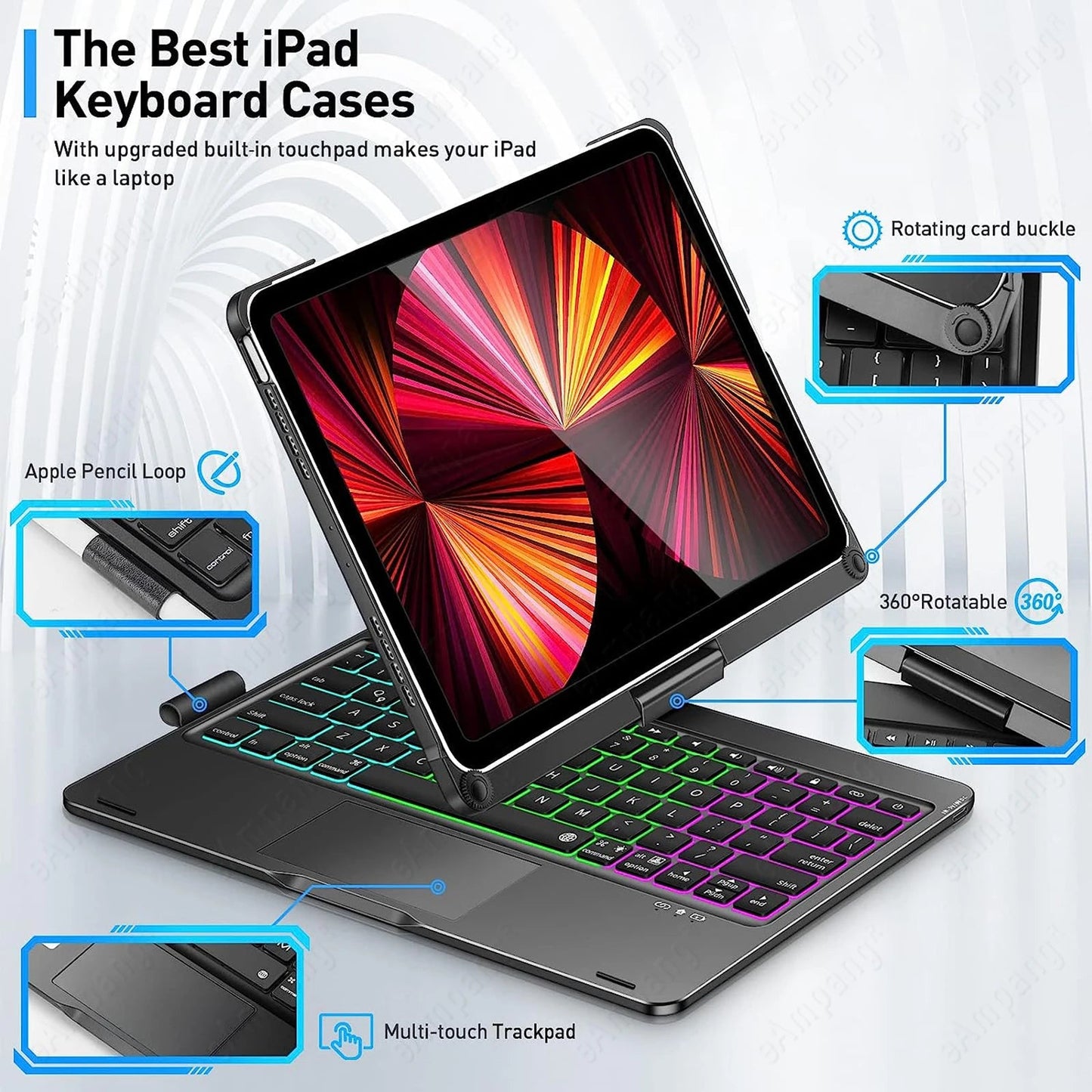 [LIMITED SUPPLY]  360° Rotating Touchpad Keyboard Case for iPad - Serbachi