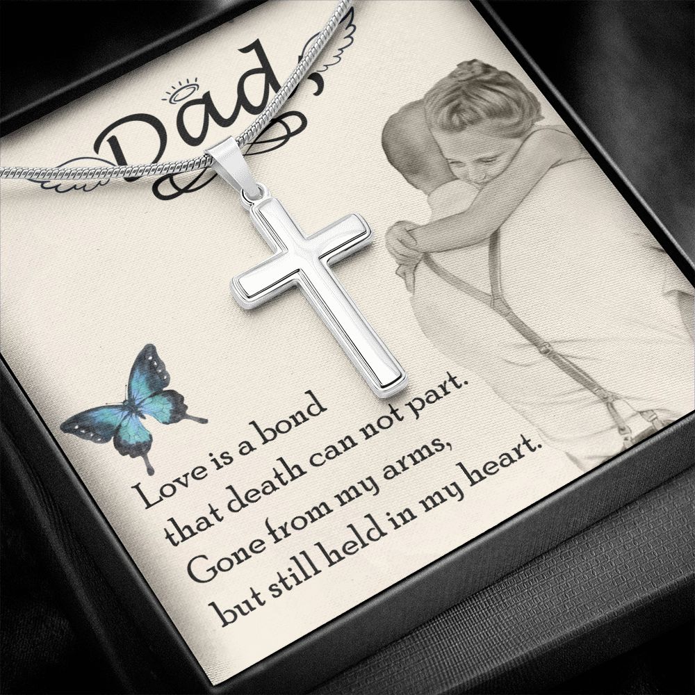 Love is bond Dad Cross Necklace, Father Cross Necklace Father's Day Gift, Christian Gift For Dad, Father Son Cross Necklace - Serbachi