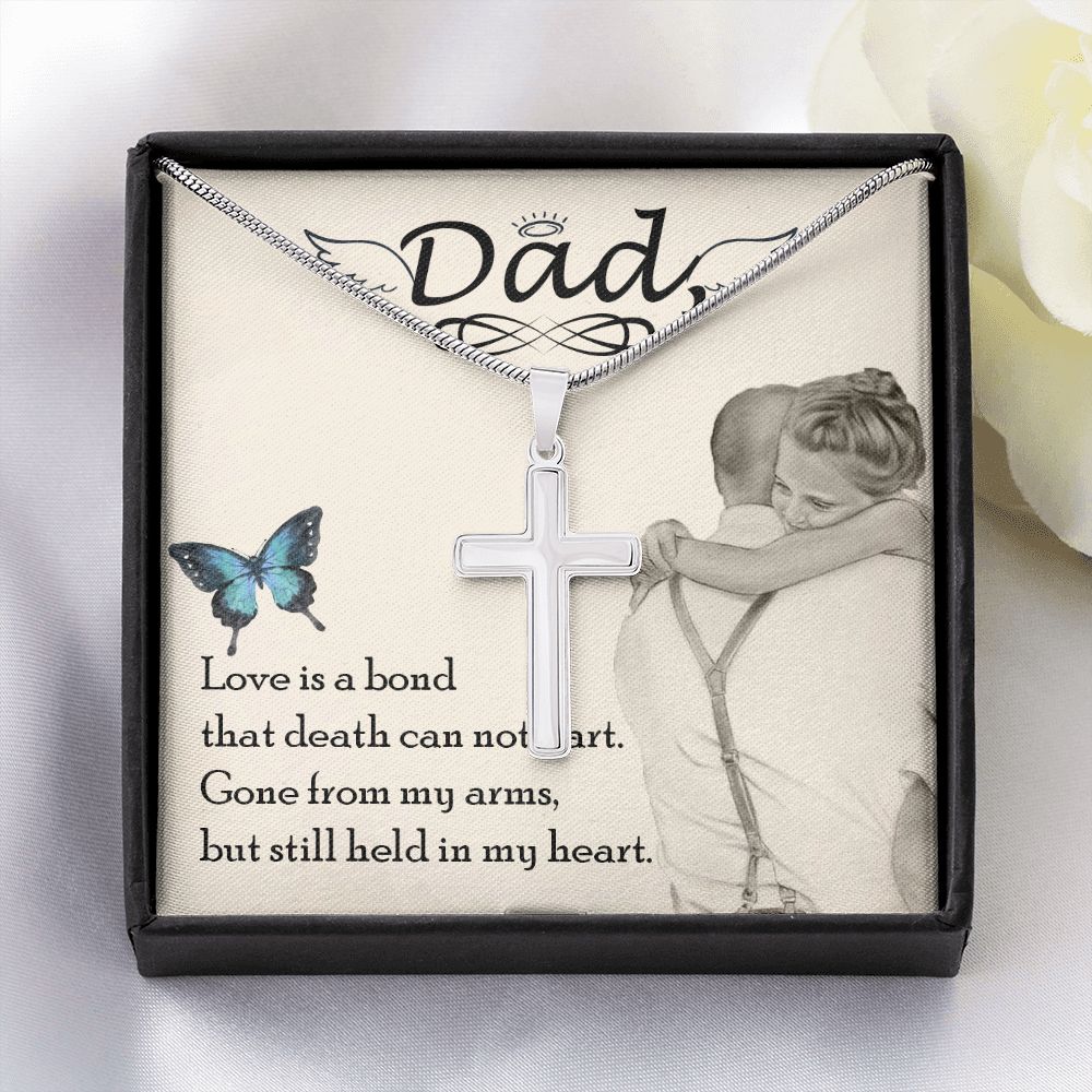 Love is bond Dad Cross Necklace, Father Cross Necklace Father's Day Gift, Christian Gift For Dad, Father Son Cross Necklace - Serbachi