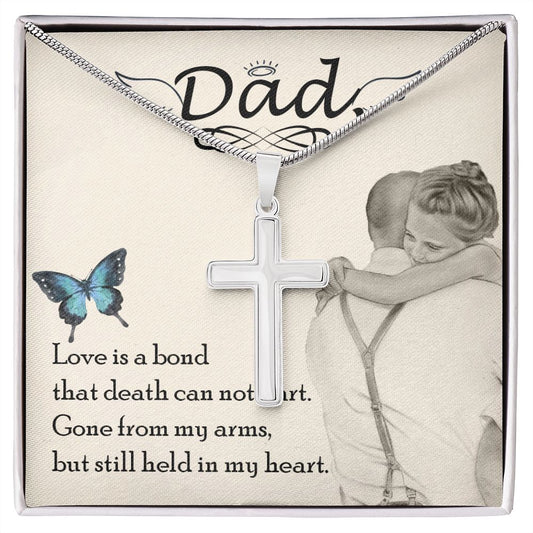 Love is bond Dad Cross Necklace, Father Cross Necklace Father's Day Gift, Christian Gift For Dad, Father Son Cross Necklace - Serbachi