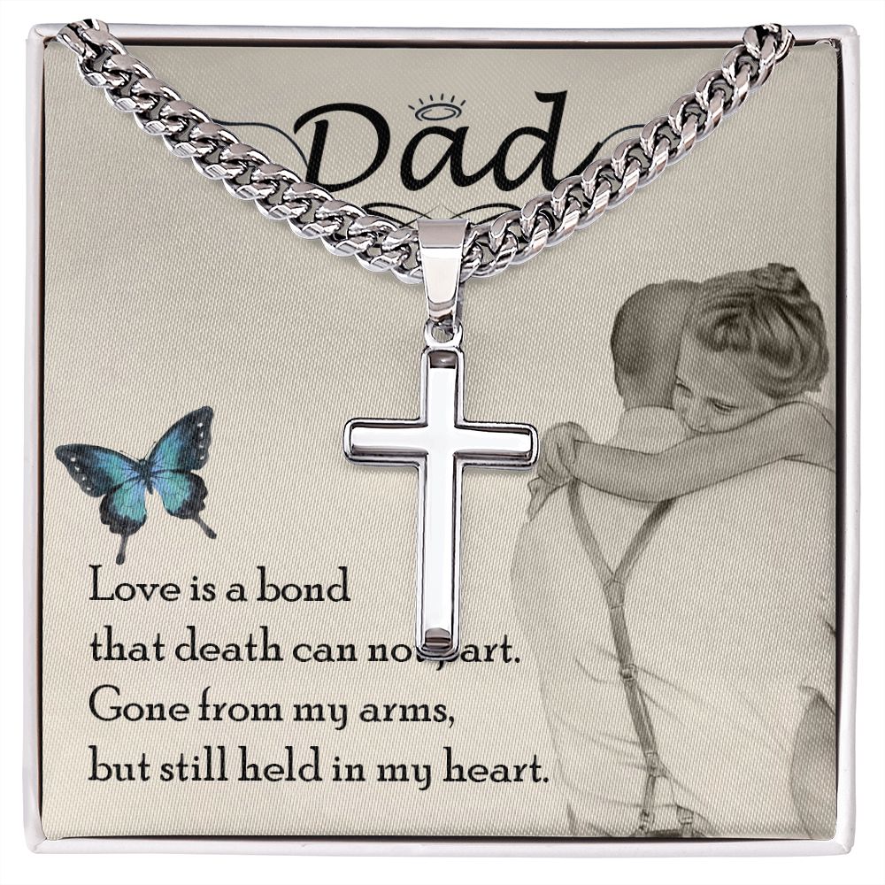 Love is bond Dad Cross Necklace, Father Necklace Father's Day Gift, Christian Gift For Dad, Father Son Cross Necklace - Serbachi