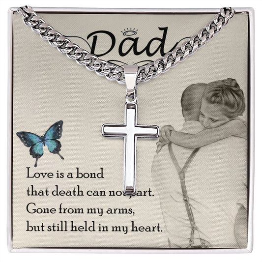 Love is bond Dad Cross Necklace, Father Necklace Father's Day Gift, Christian Gift For Dad, Father Son Cross Necklace - Serbachi