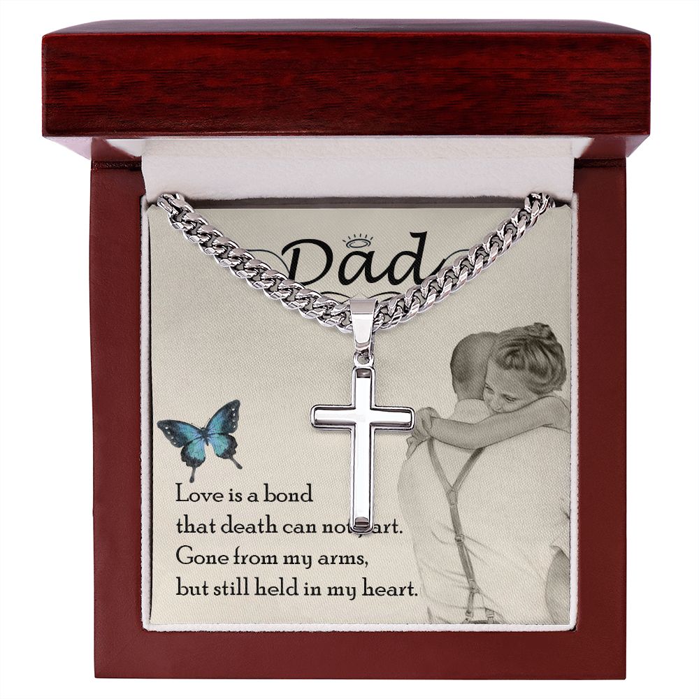 Love is bond Dad Cross Necklace, Father Necklace Father's Day Gift, Christian Gift For Dad, Father Son Cross Necklace - Serbachi