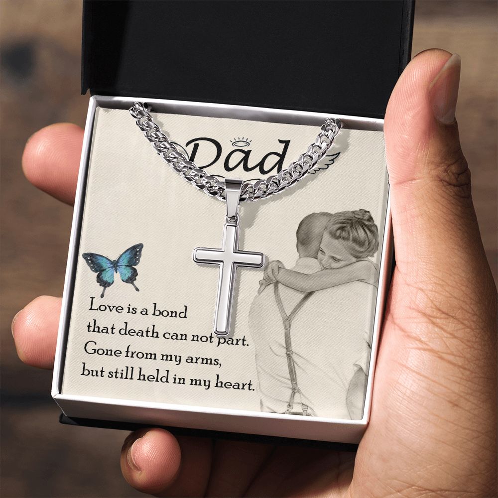 Love is bond Dad Cross Necklace, Father Necklace Father's Day Gift, Christian Gift For Dad, Father Son Cross Necklace - Serbachi