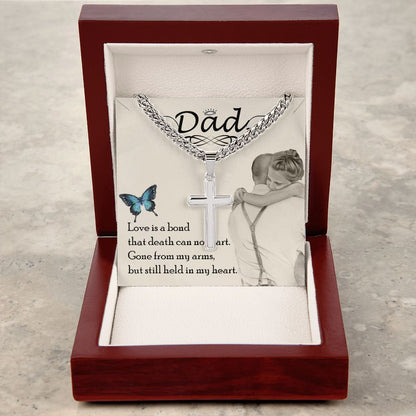 Love is bond Dad Cross Necklace, Father Necklace Father's Day Gift, Christian Gift For Dad, Father Son Cross Necklace - Serbachi