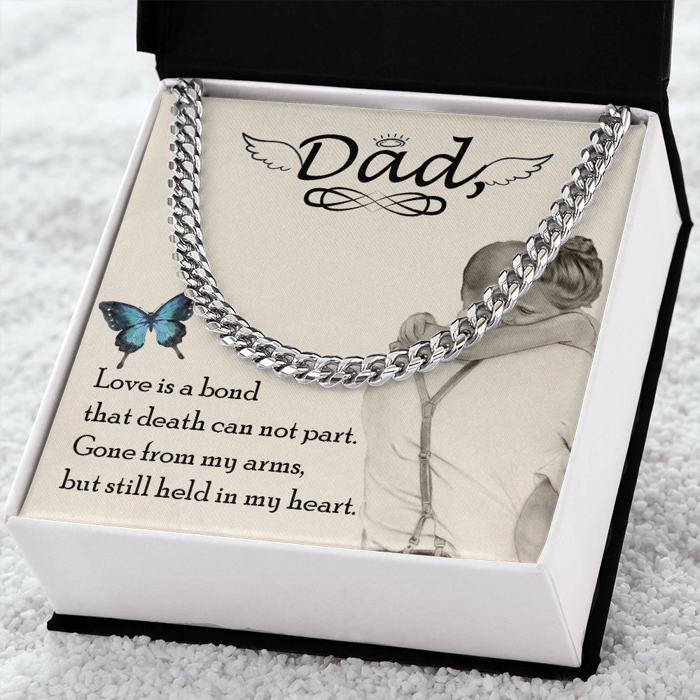 Love is bond Dad Cuban Chain Necklace, Father Necklace Father's Day Gift, Christian Gift For Dad, Father Son Necklace - Serbachi