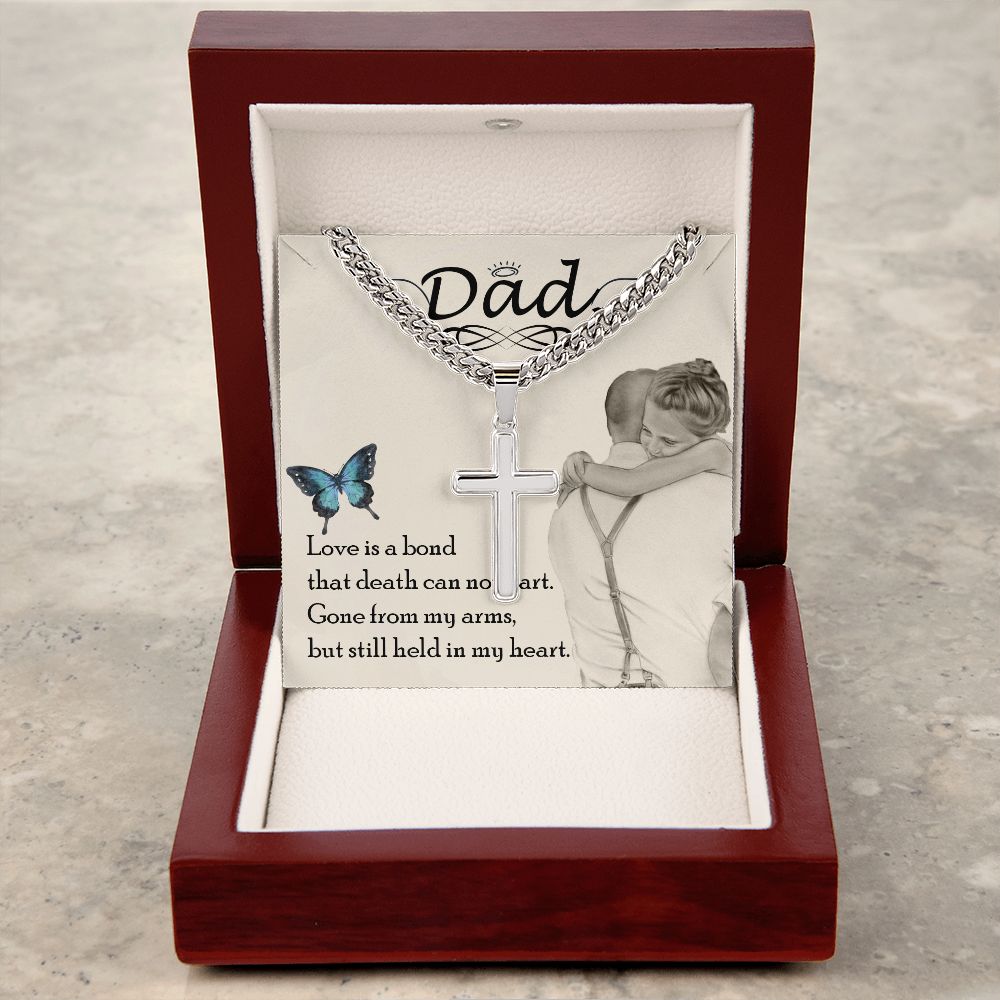 Love is bond Personalized Dad Cross Necklace, Father Necklace Father's Day Gift, Christian Gift For Dad, Father Son Necklace - Serbachi